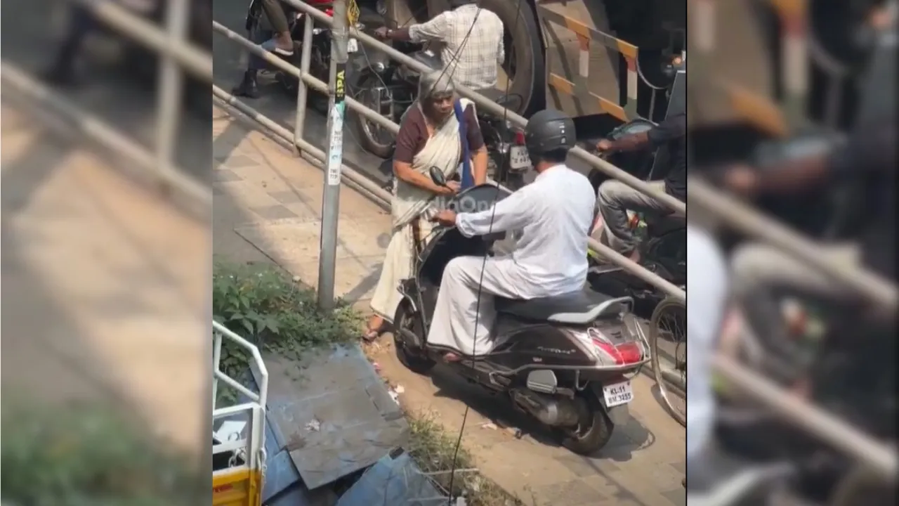 Watch brave grandmother forced scooty rider off  pedestrian path
