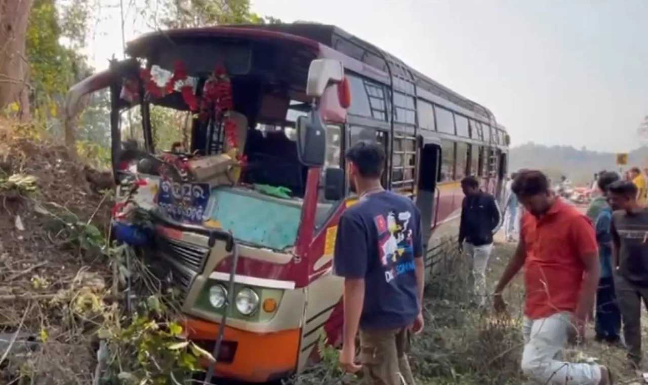 Passenger bus skids off road in Gajapati