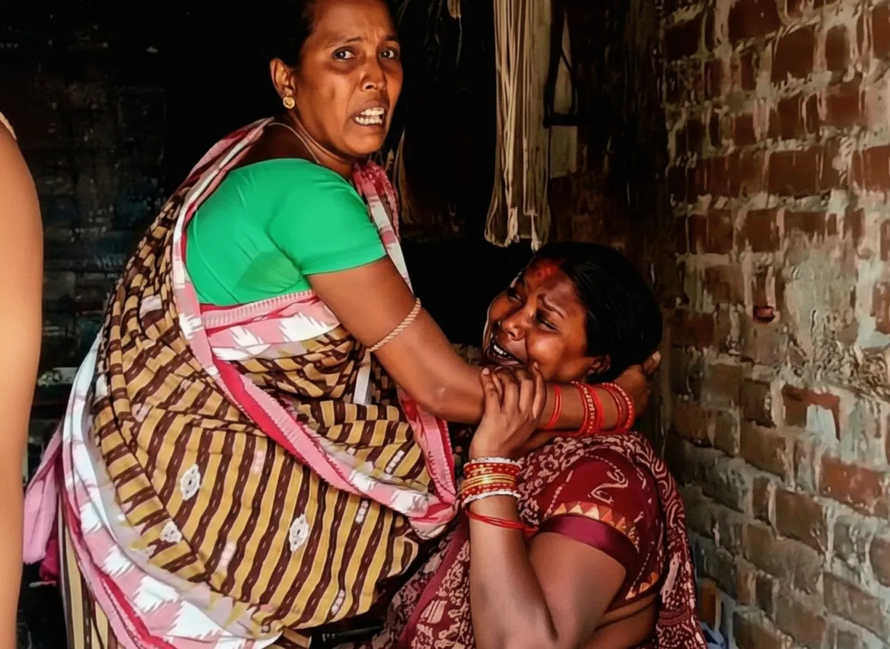 Crestfallen family members of the elderly woman killed after being hit by train in Boudh