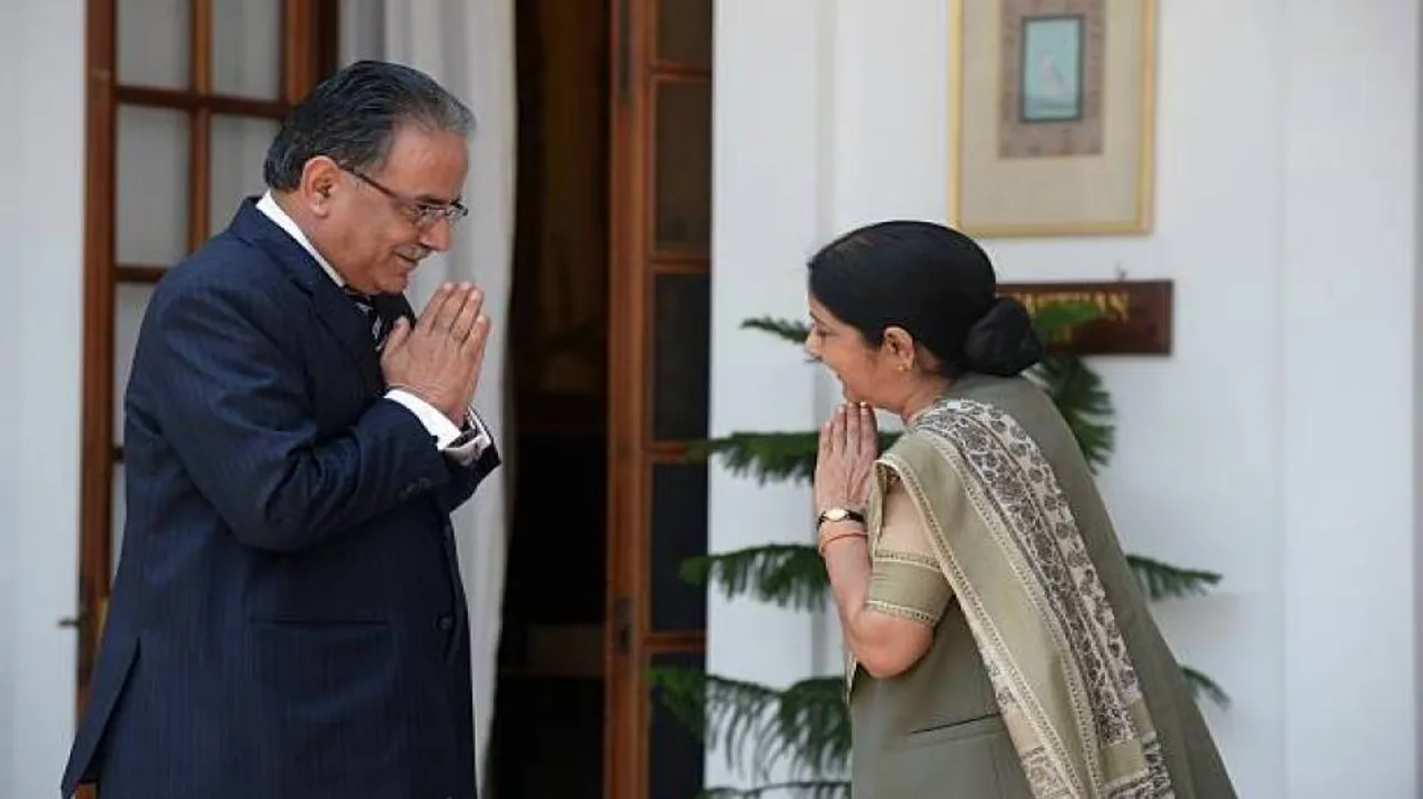 Sushma meets Prachanda in Nepal