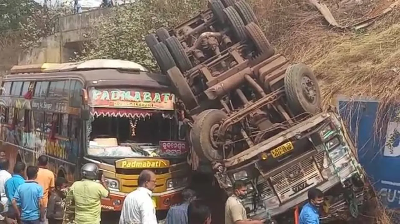 WATCH: Truck Plunges Into Bus From Flyover, Narrow Escape For Passengers