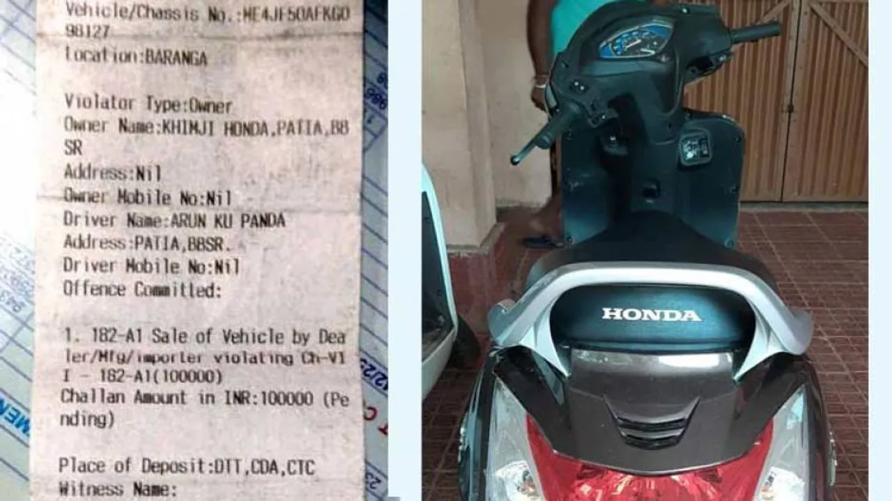 Scooter In Odisha Fined Rs 1 Lakh By Transport Authorities