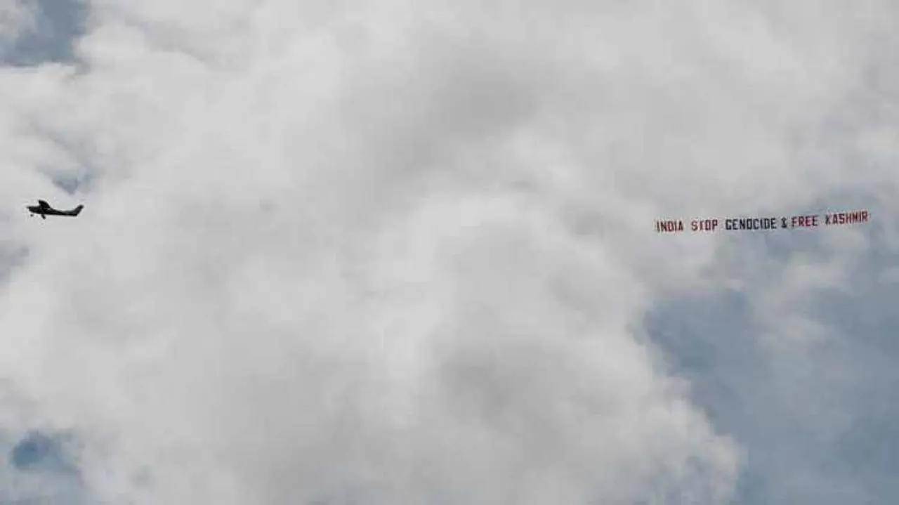 Anti-India banners fly above during India-Sri Lanka match