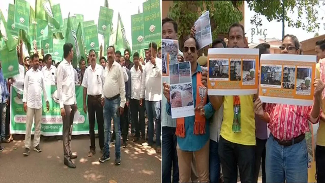 BJD protests ATM cash crunch; BJP launches ‘Latka’ campaign