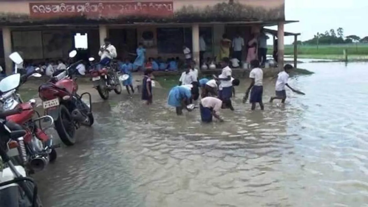 Braving crocodile fear, kids attend classes in Bhadrak school