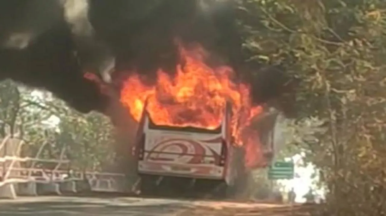Watch: Bus Catches Fire In Odisha’s Kandhamal, Close Shave For 30 Passengers