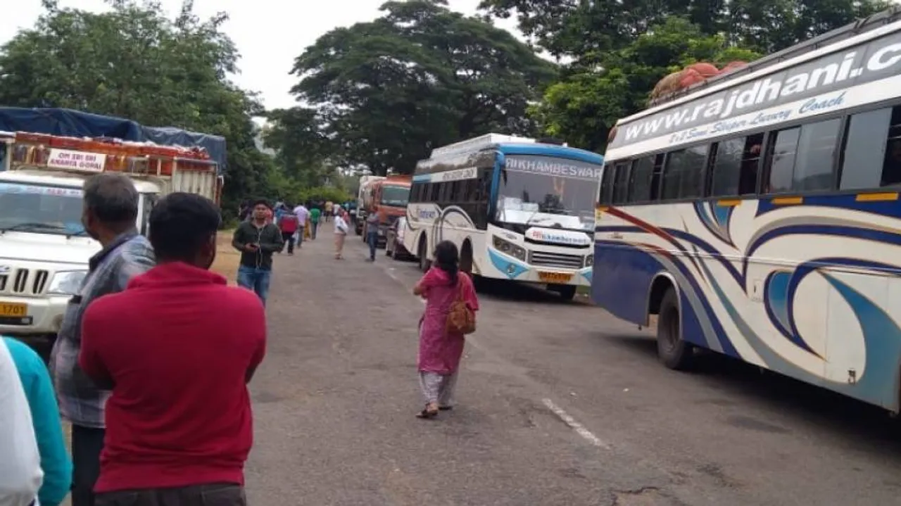 Rice-laden truck overturns on NH-26; vehicular movement affected