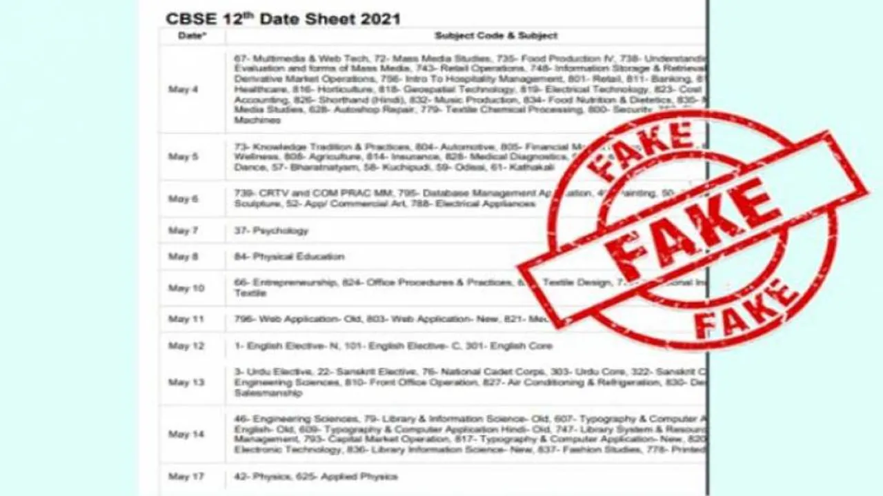 CBSE Board Exams 2021: Fake Date Sheet Of Class 10, 12 In Circulation