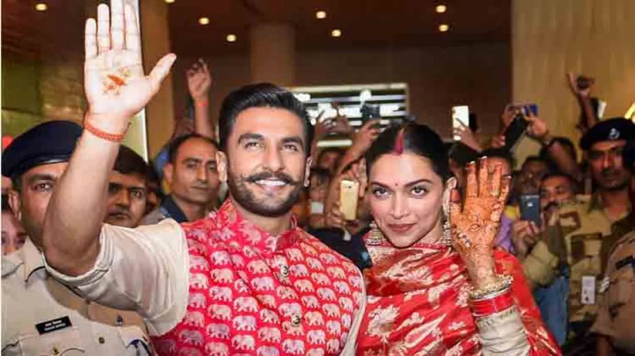 Newlyweds Deepika-Ranveer arrive in India