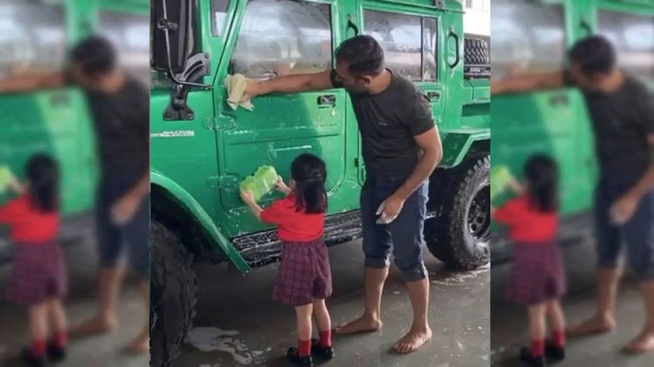 MS Dhoni Gets Help From Ziva As They Wash 'Big Vehicle'