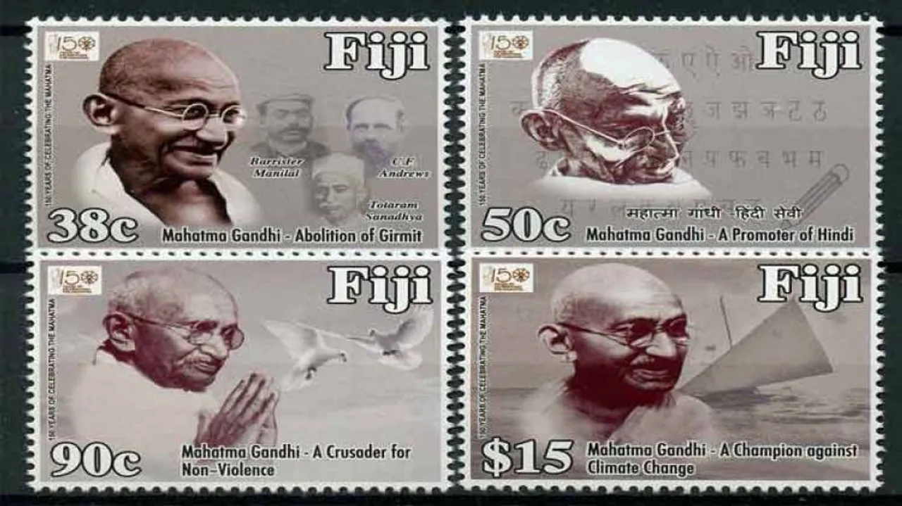 Gandhi figures on postage stamps of 100 plus countries