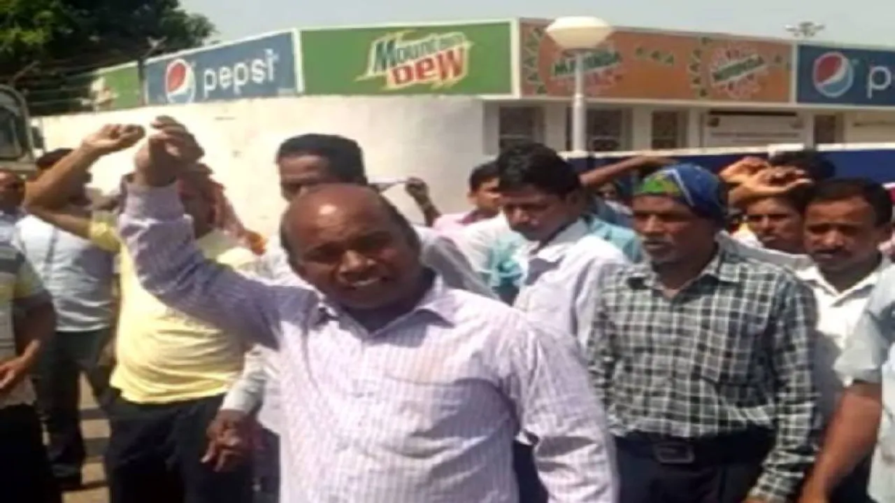 Workers of beverage plant in Cuttack stage protest