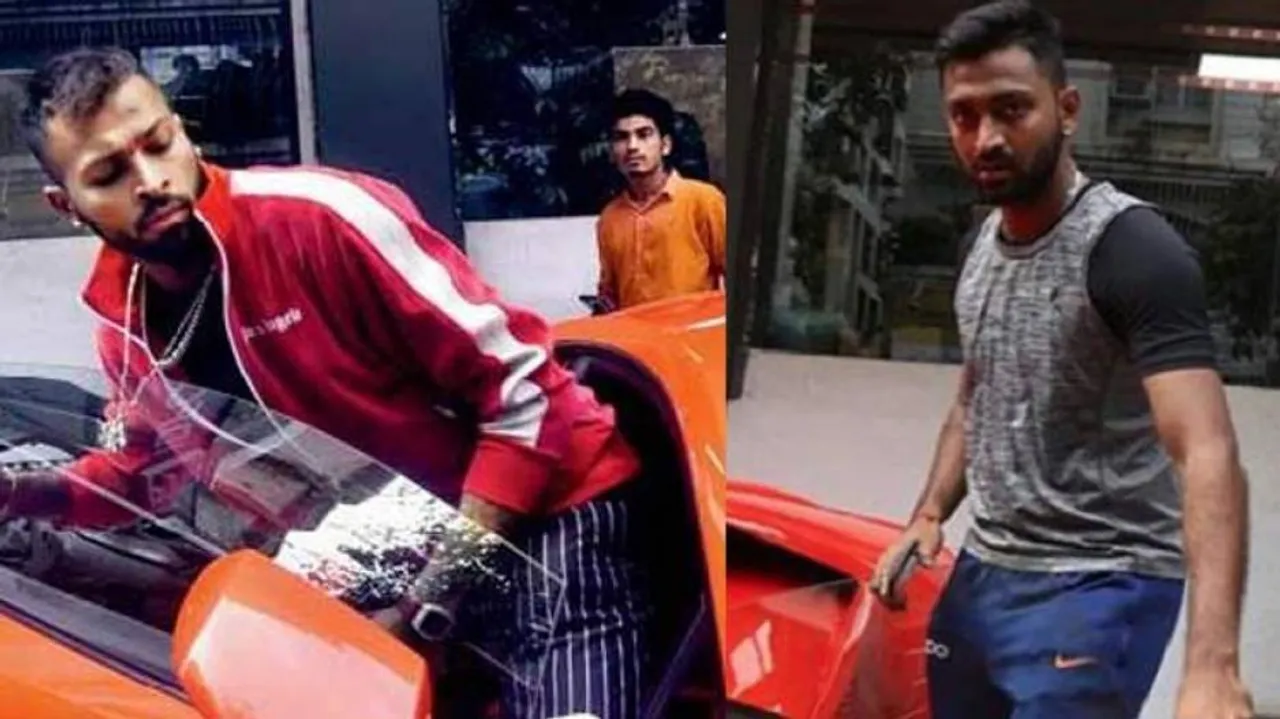 Krunal, Hardik spotted in orange Lamborghini