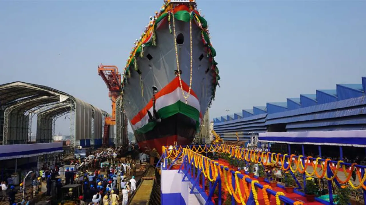 Indian Navy's Indigenous Advanced Frigate 'Himgiri' Makes First Contact With Water