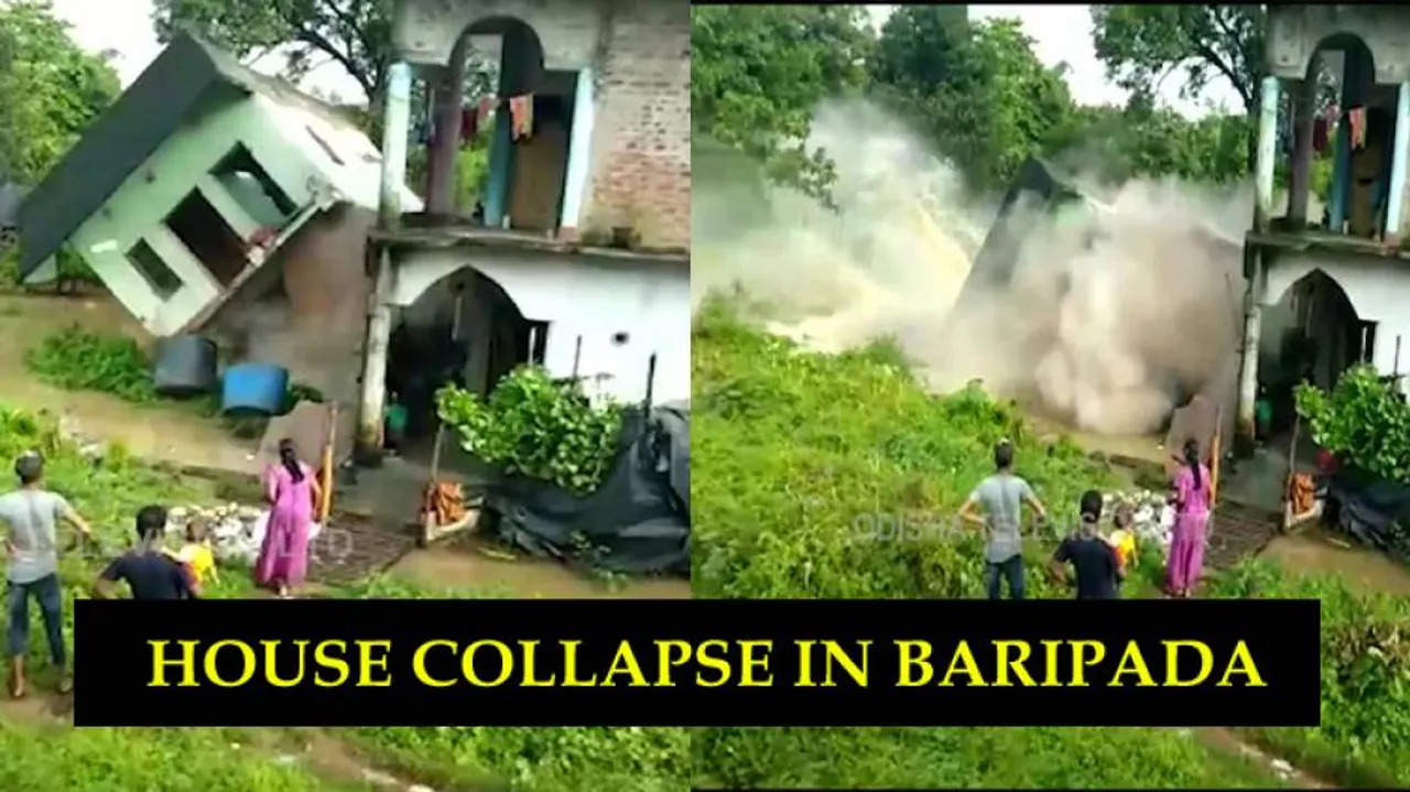 Watch: Video Of The Dramatic Collapse Of A House At Baripada Following Incessant Rain