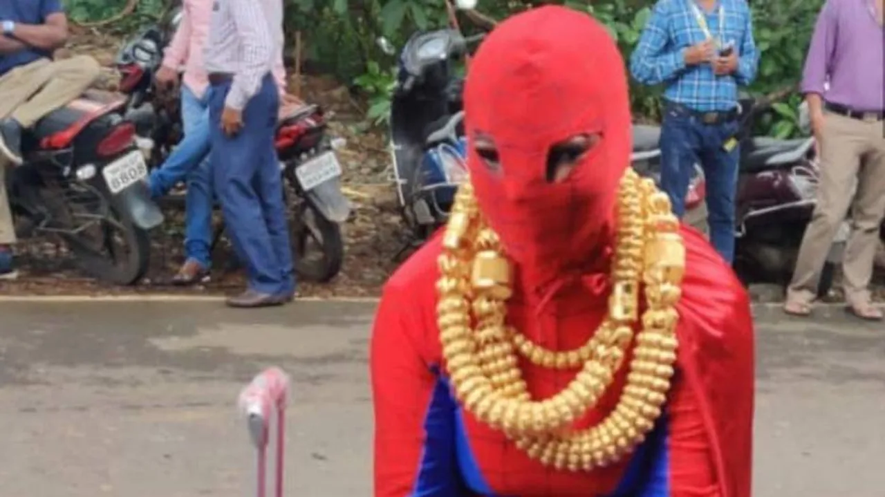 Rakhi Sawant as Spiderman
