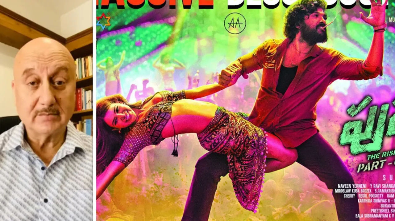 Anupam Kher, Samantha and Allu Arjun in O Antava