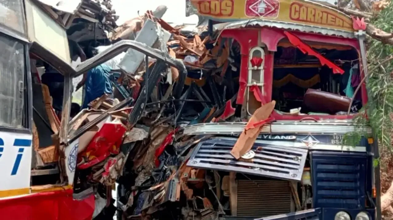 Bus Collides With Truck 