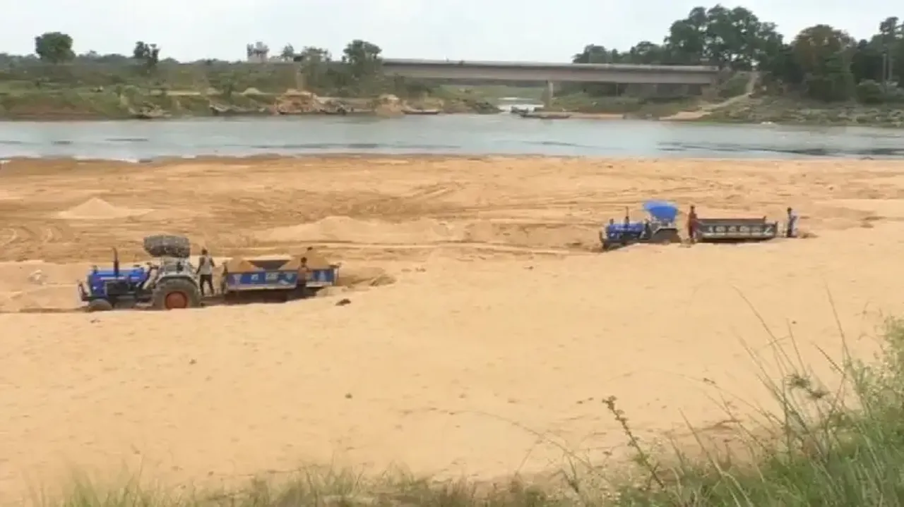 Sand Mining From Kharasrota Riverbed