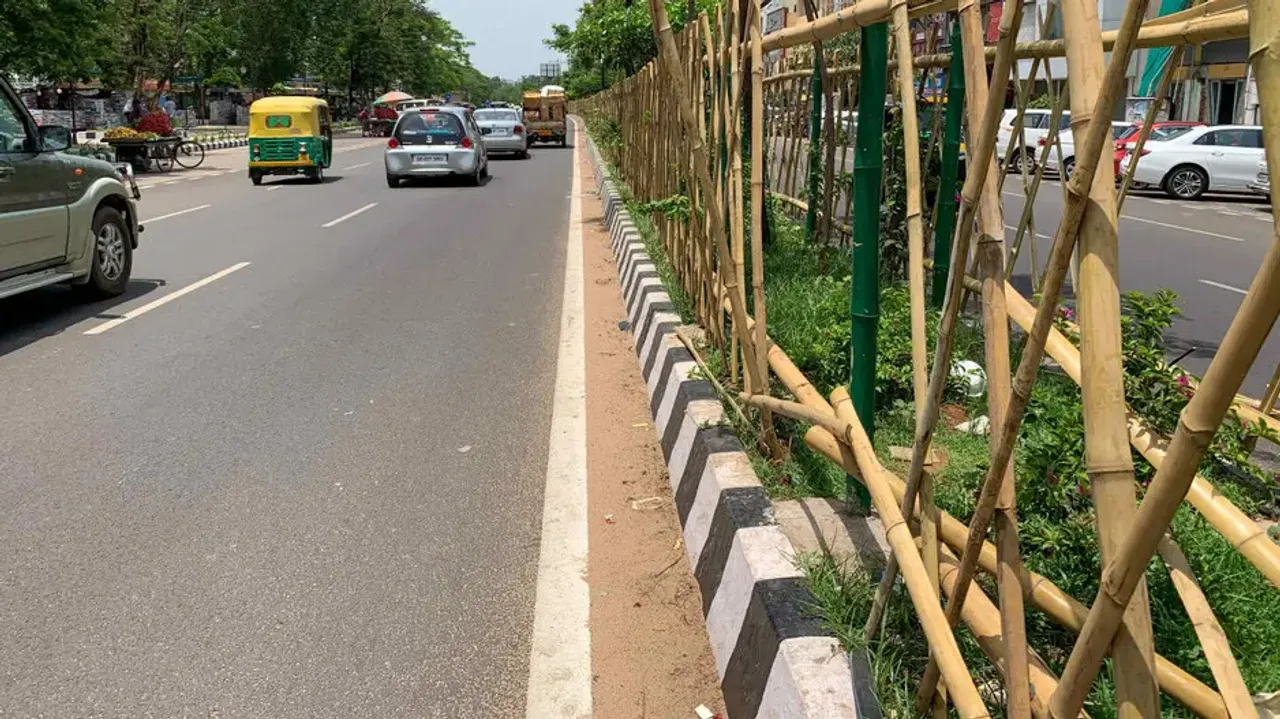 Bamboo fencing in Bhubaneswar Janpath