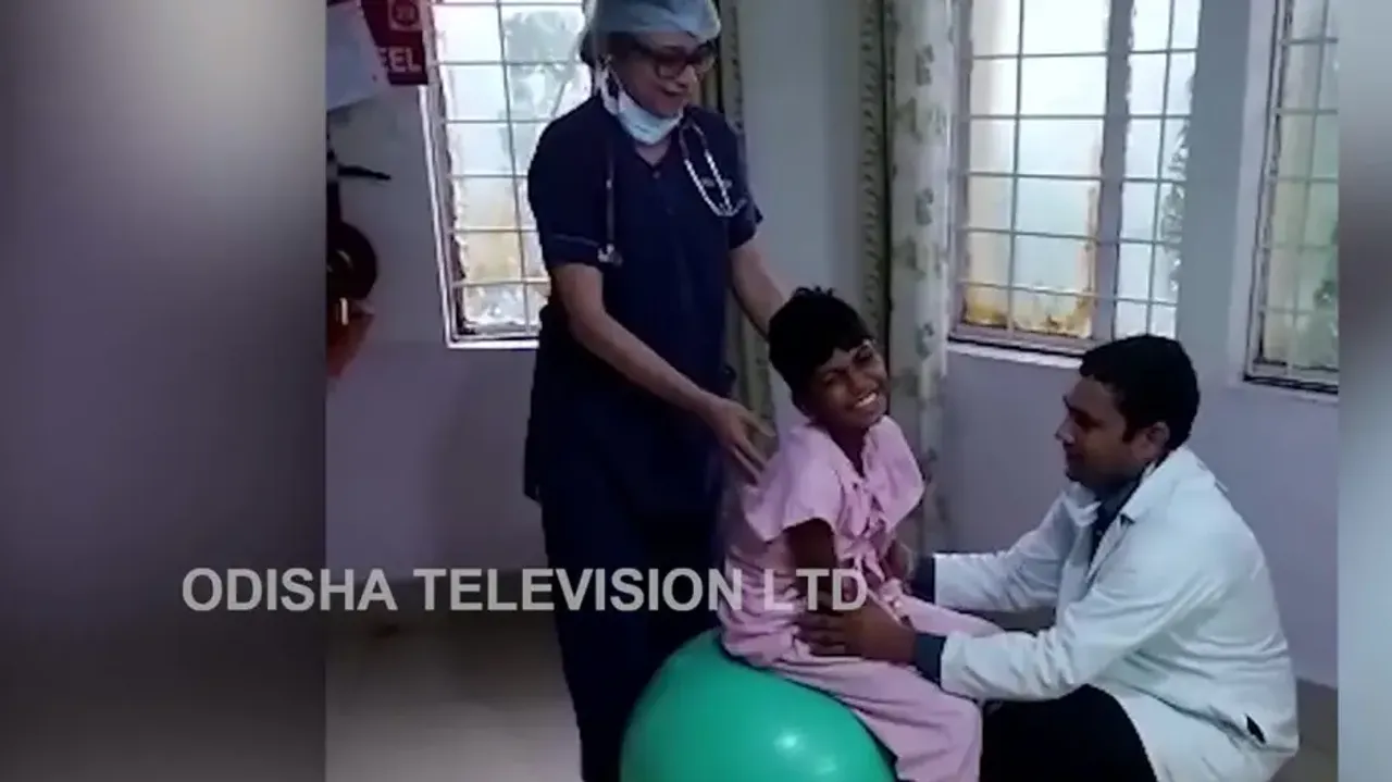 Rahul undergoing physiotherapy to rebuild muscles  