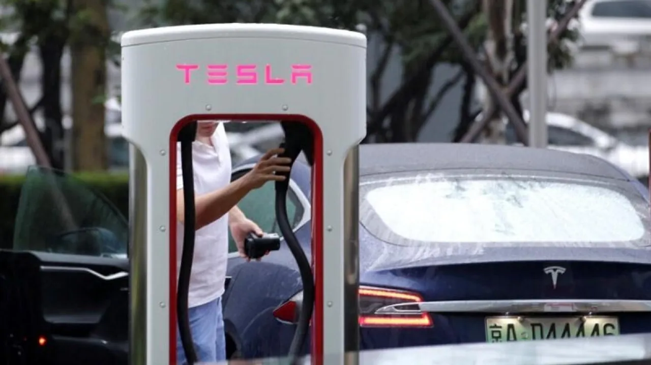 A Tesla Charging Point