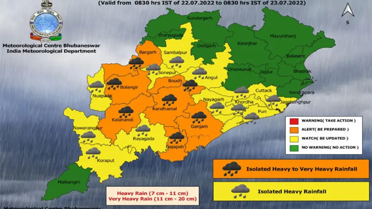 Heavy Rainfall Alert For Odisha