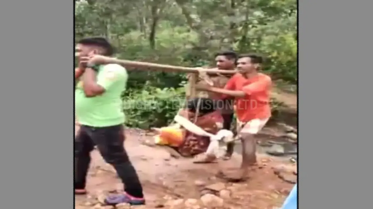 No end to plight of patients: sans motorable road, woman carried on makeshift palanquin in Odisha