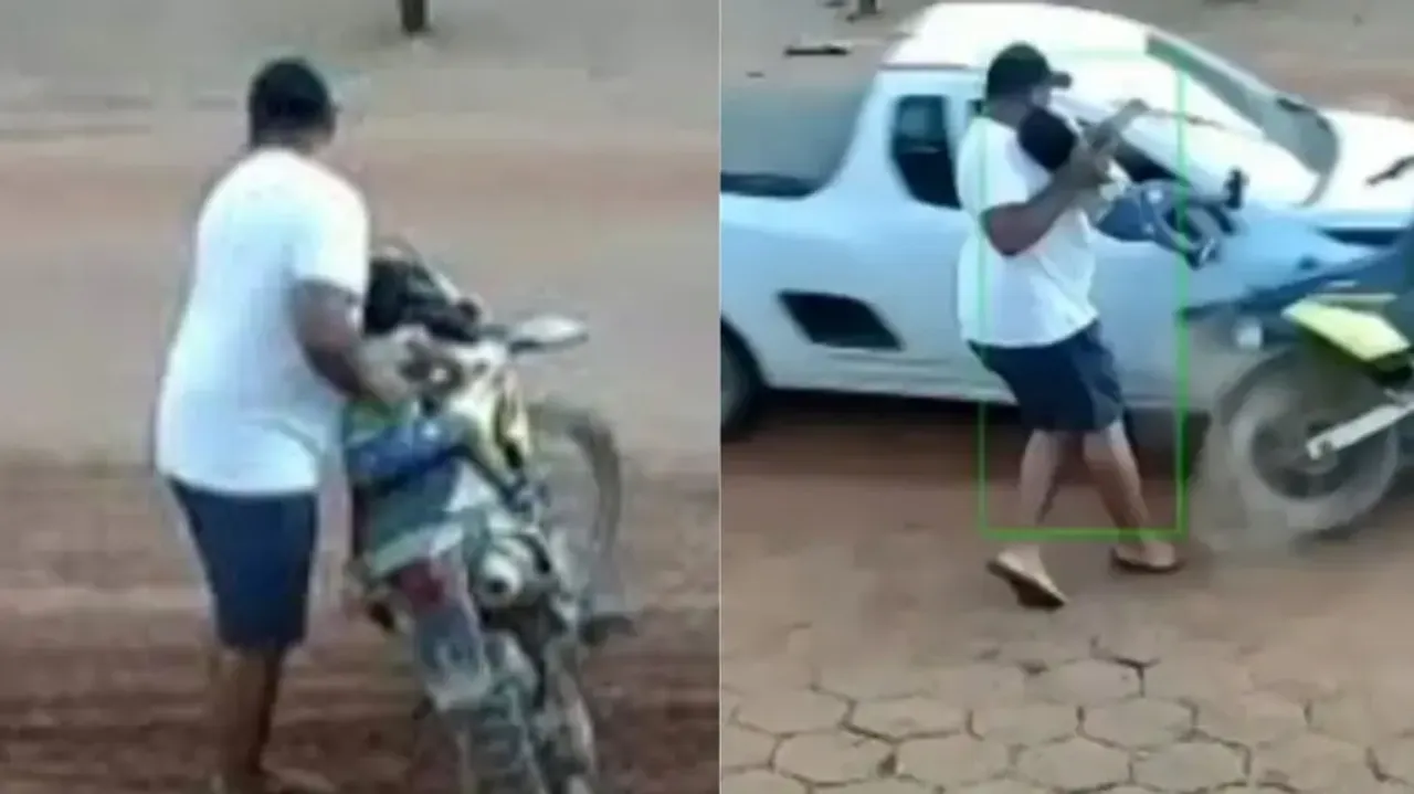Father narrowly saves baby sitting on bike as speeding car crashes into it