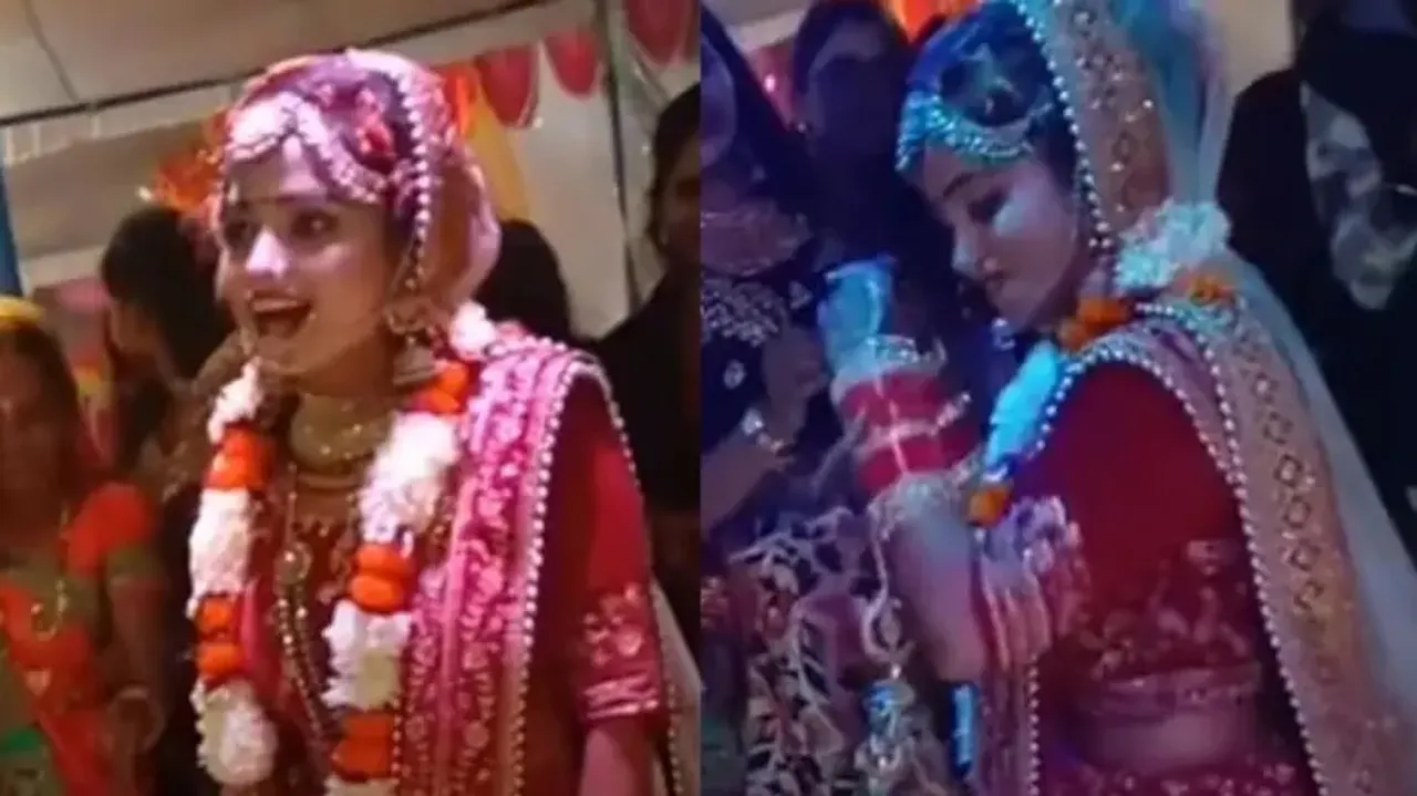 Shy bride hogs limelight with dance to Bhojpuri song, netizens amused