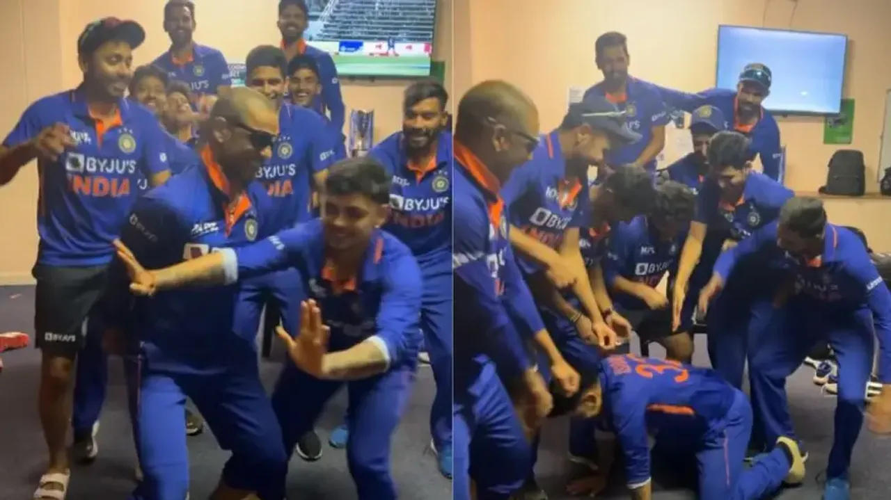 Team India's victory jig on 'Kala Chashma' 