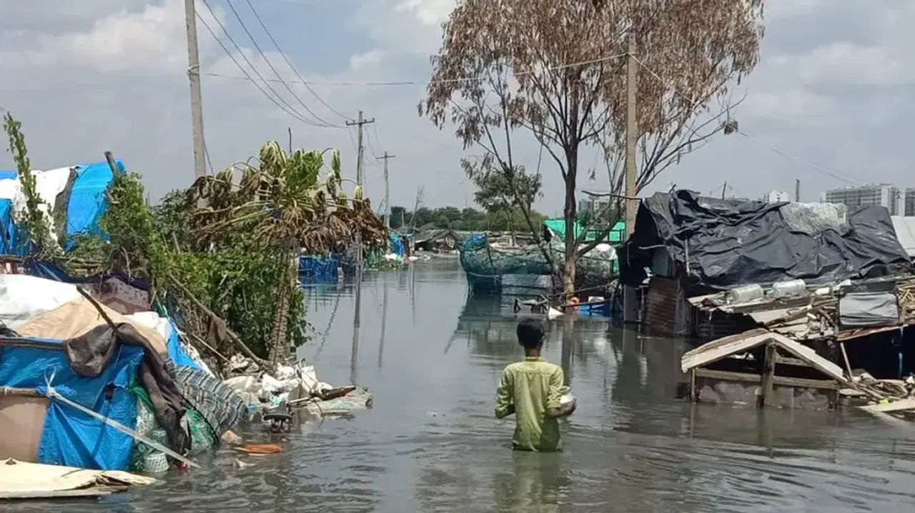 A Bengaluru Slum Flooded By Heavy Rains