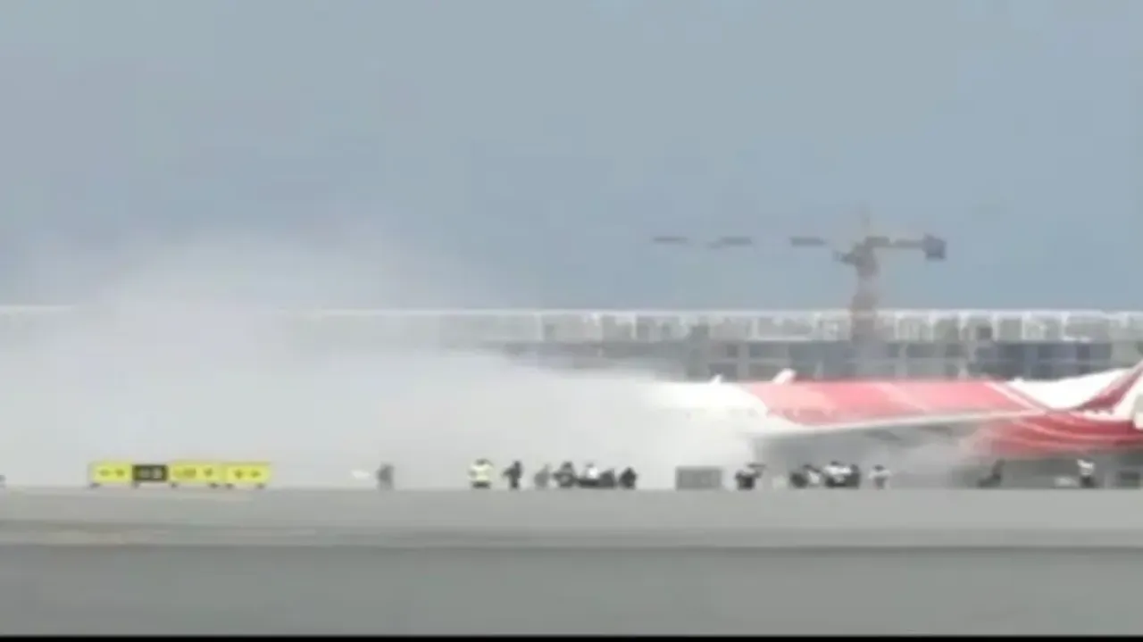Air India Express Plane catches fire in Muscat airport