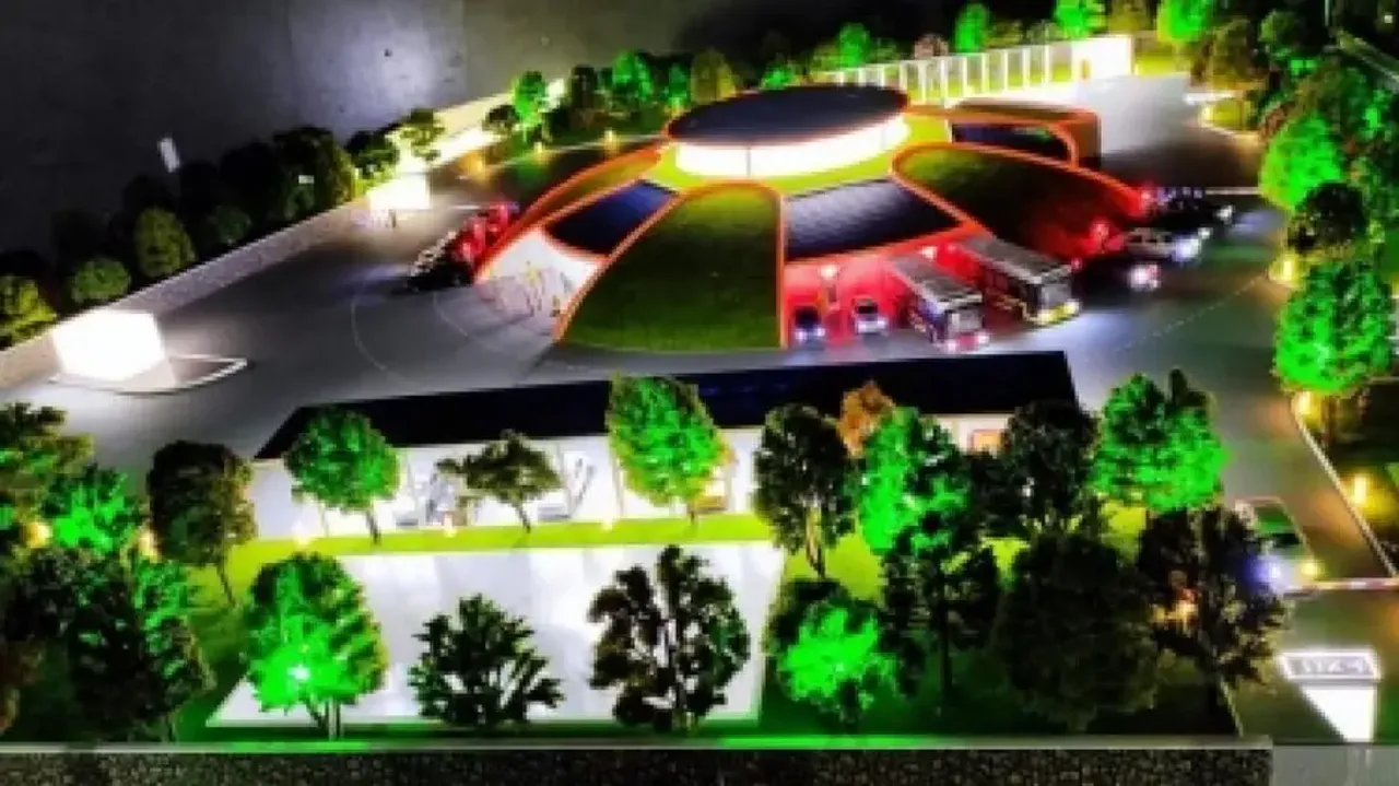 Nitin Gadkari unveils miniature of national highway EV charging station to compete with petrol pumps