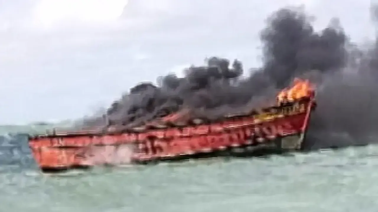 Close shave for 10 fishermen as fishing boat catches fire near Wheeler Island 