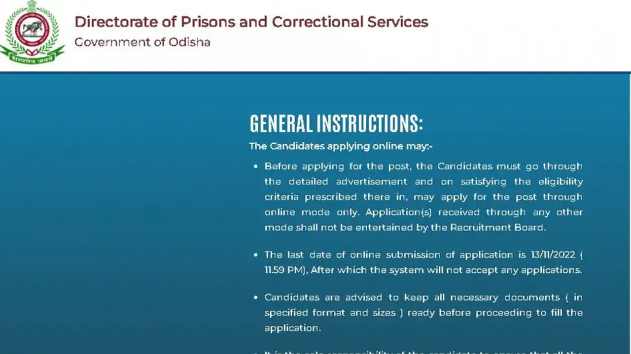 Odisha jail warder recruitment: Apply for over 400 posts, check eligibility and other details