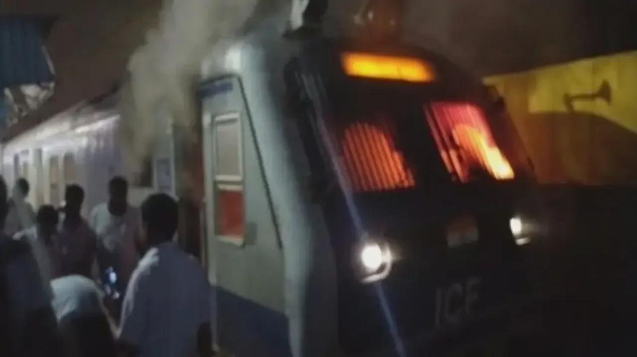 Train Engine Catches Fire