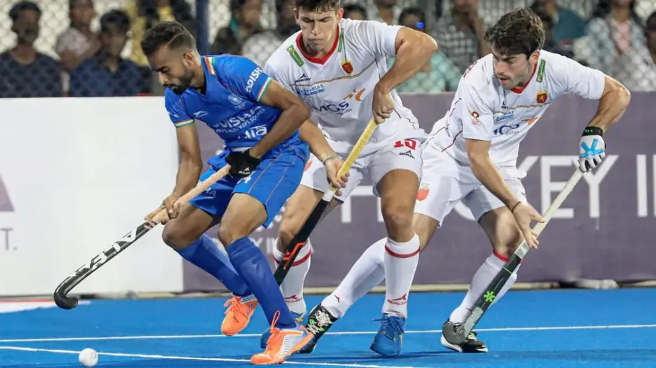 Indian hockey player in action