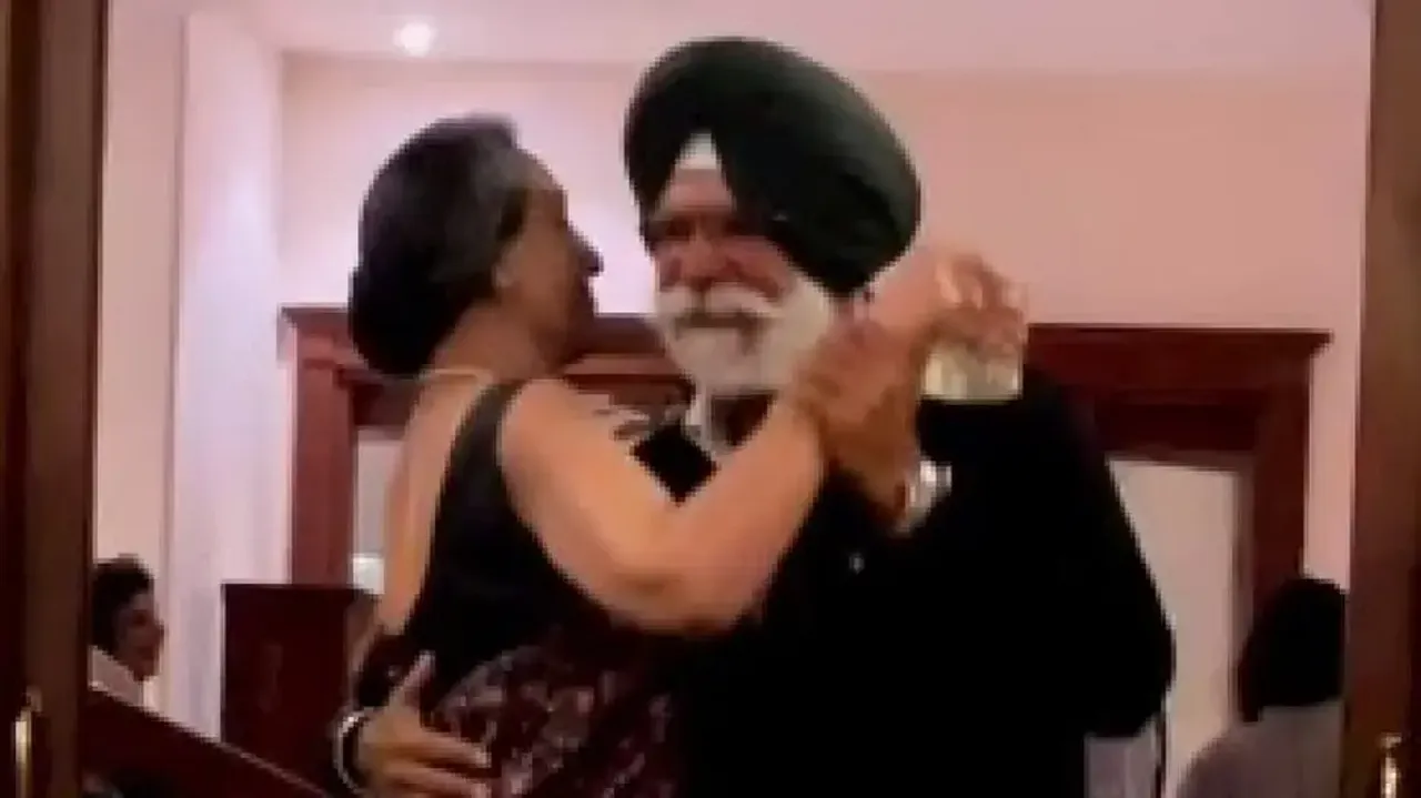 Dancing elderly couple 