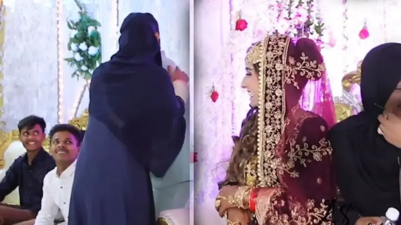 ‘Burqa wali’ hugs and kisses groom, watch how bride reacts #Watch