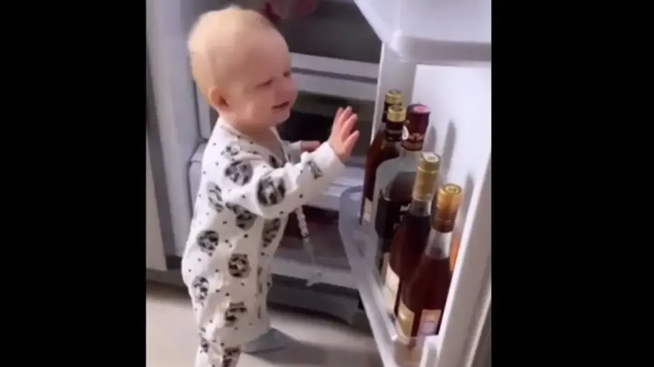 Toddler’s reaction after seeing alcohol bottles will tickle your funny bones