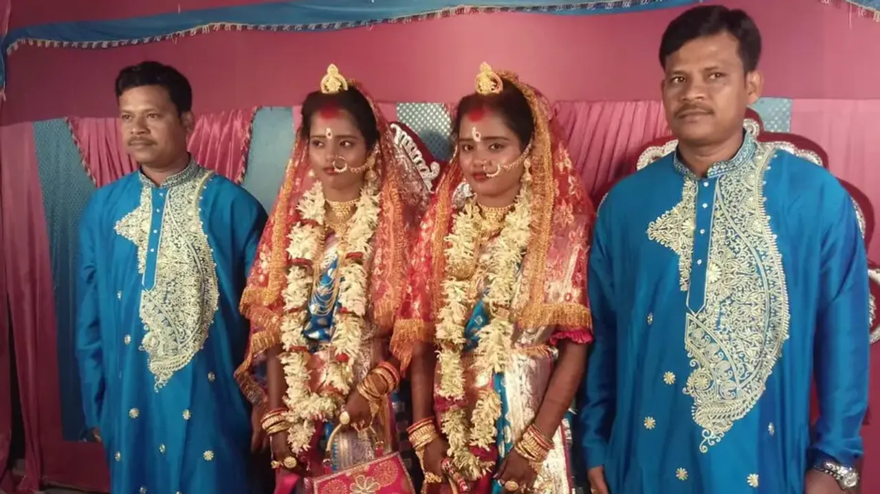 Twin sisters marry twin brothers in West Bengal