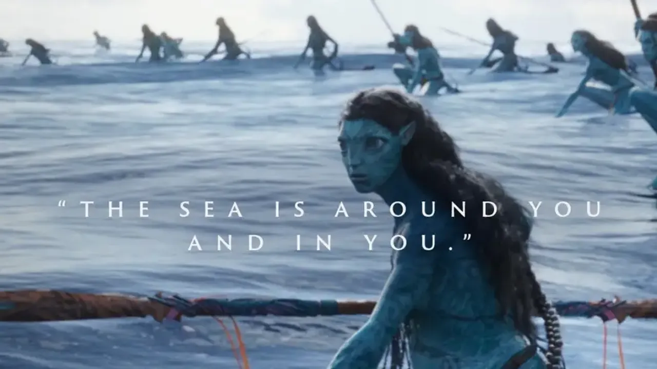 Computer generated blue, shimmery water