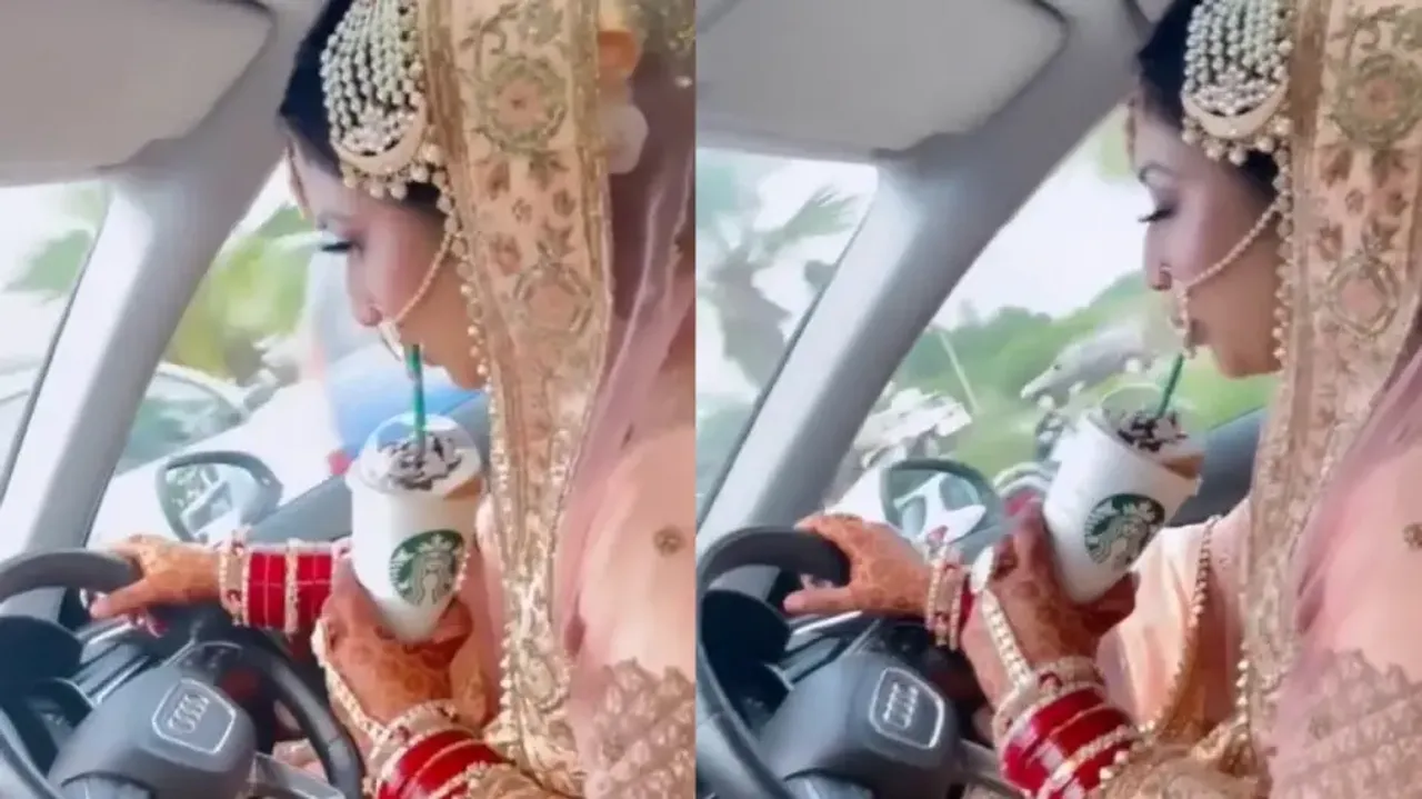 Watch bride’s swag as she drinks her favourite coffee while driving ahead of wedding