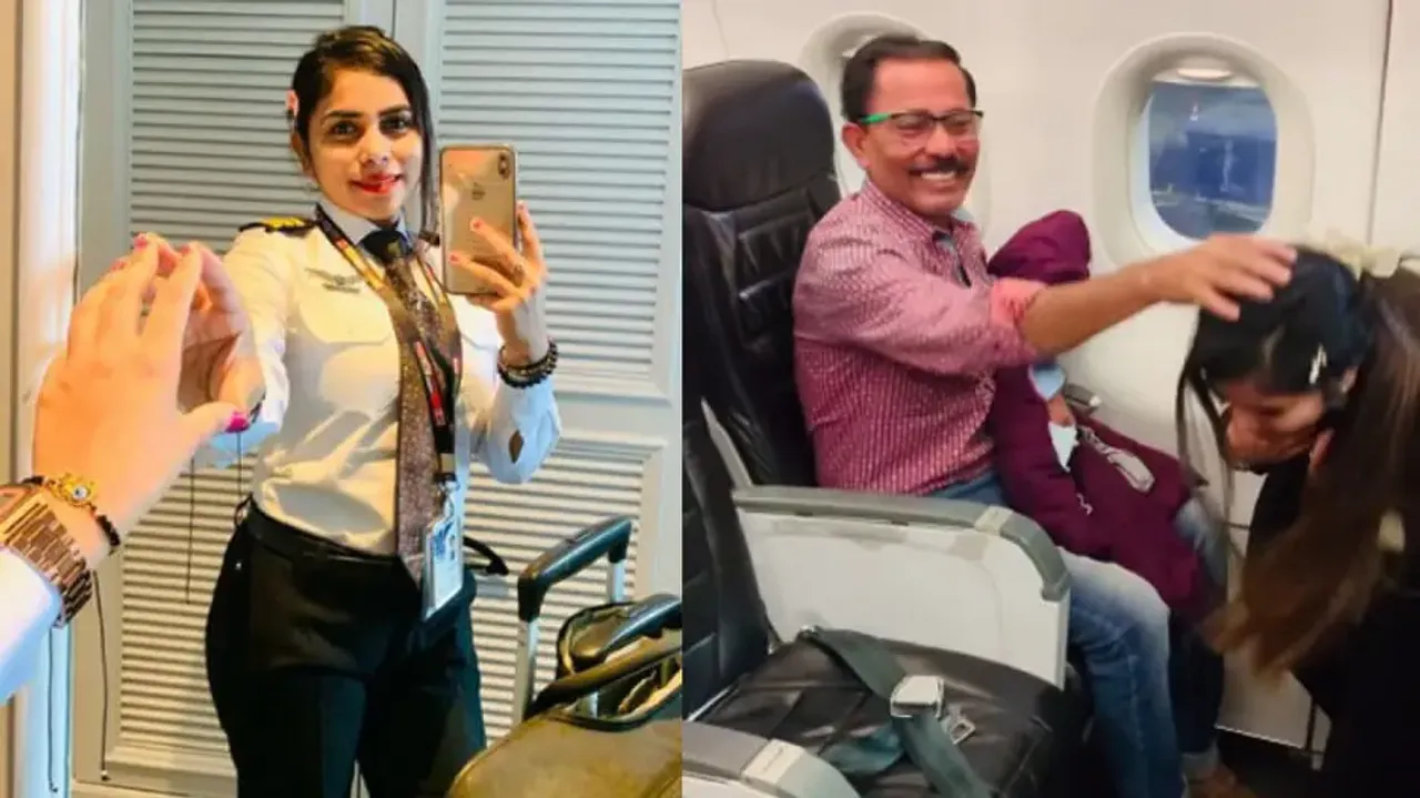 Woman pilot’s proud moment on flight with father is heart-winning, watch