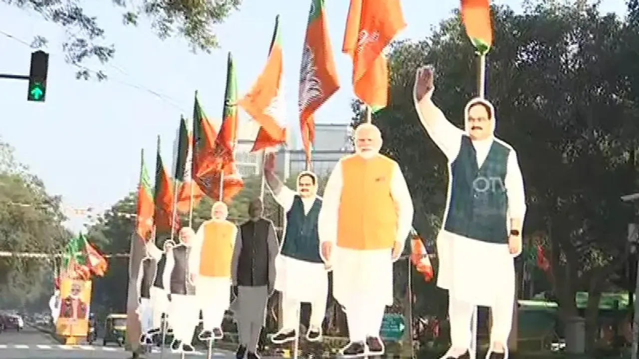 BJP Flag & Cut-Outs of PM Modi, JP Nadda
