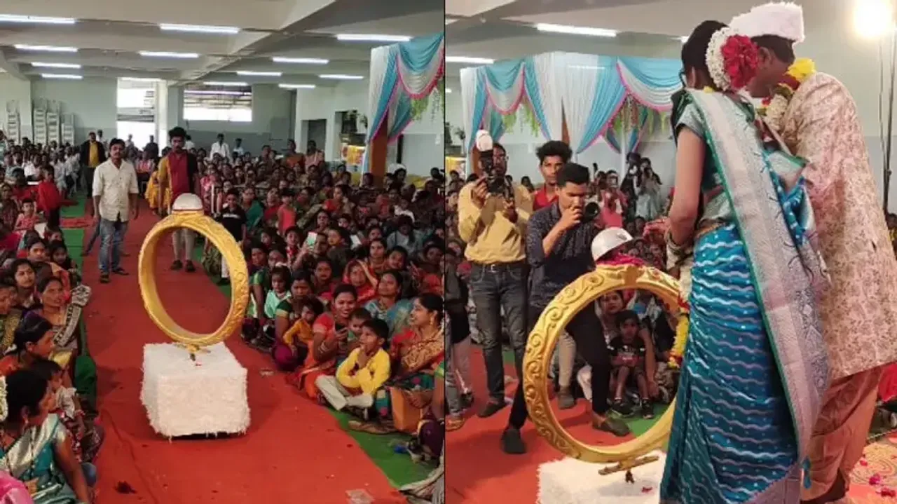 Grand entry of rings at ring ceremony fumes many, lash out at couple for ‘showbazi’; watch