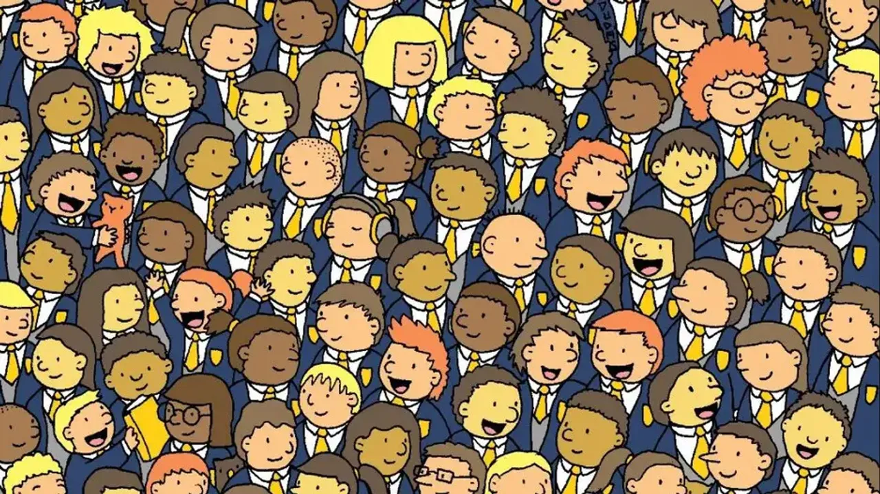 Can you spot 3 owls among the school children in 13 secs?