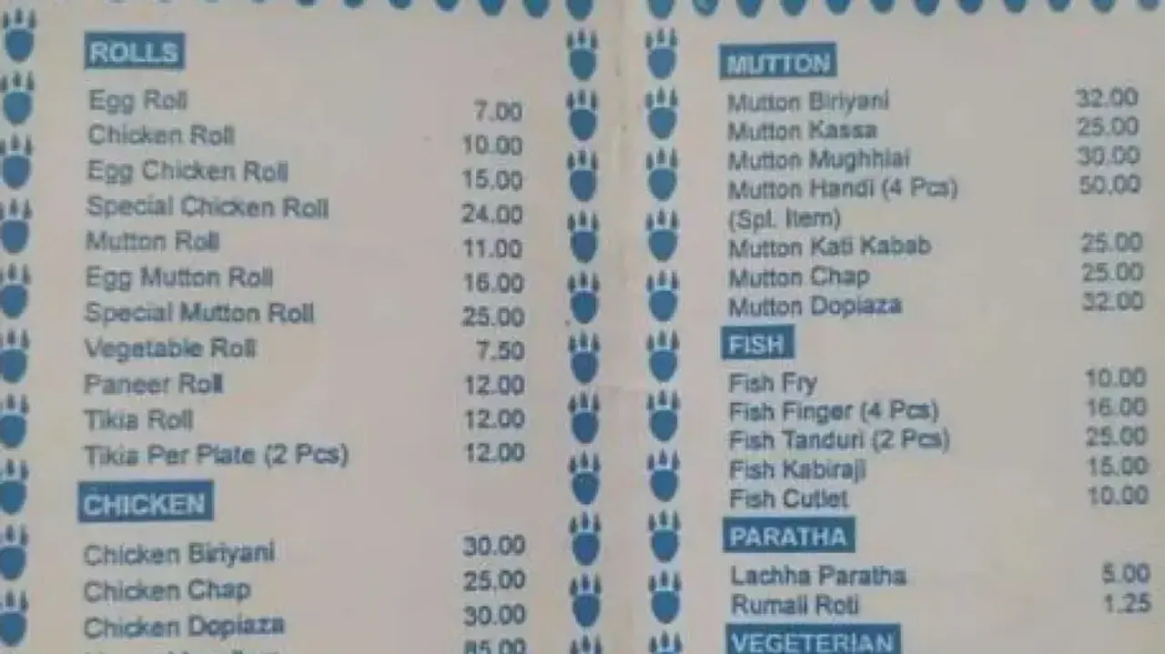 Viral menu card