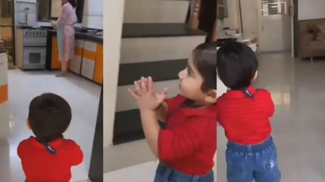 This little boy’s ‘sanskar’ before leaving for school will make your day; watch cutest video